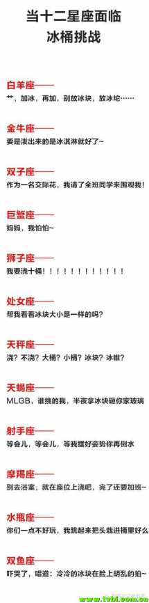 当十二星座面临冰桶挑战……看到处女时笑尿啦！